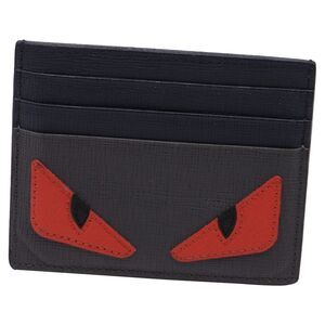 Fendi Monster Card Holder in Grey Leather